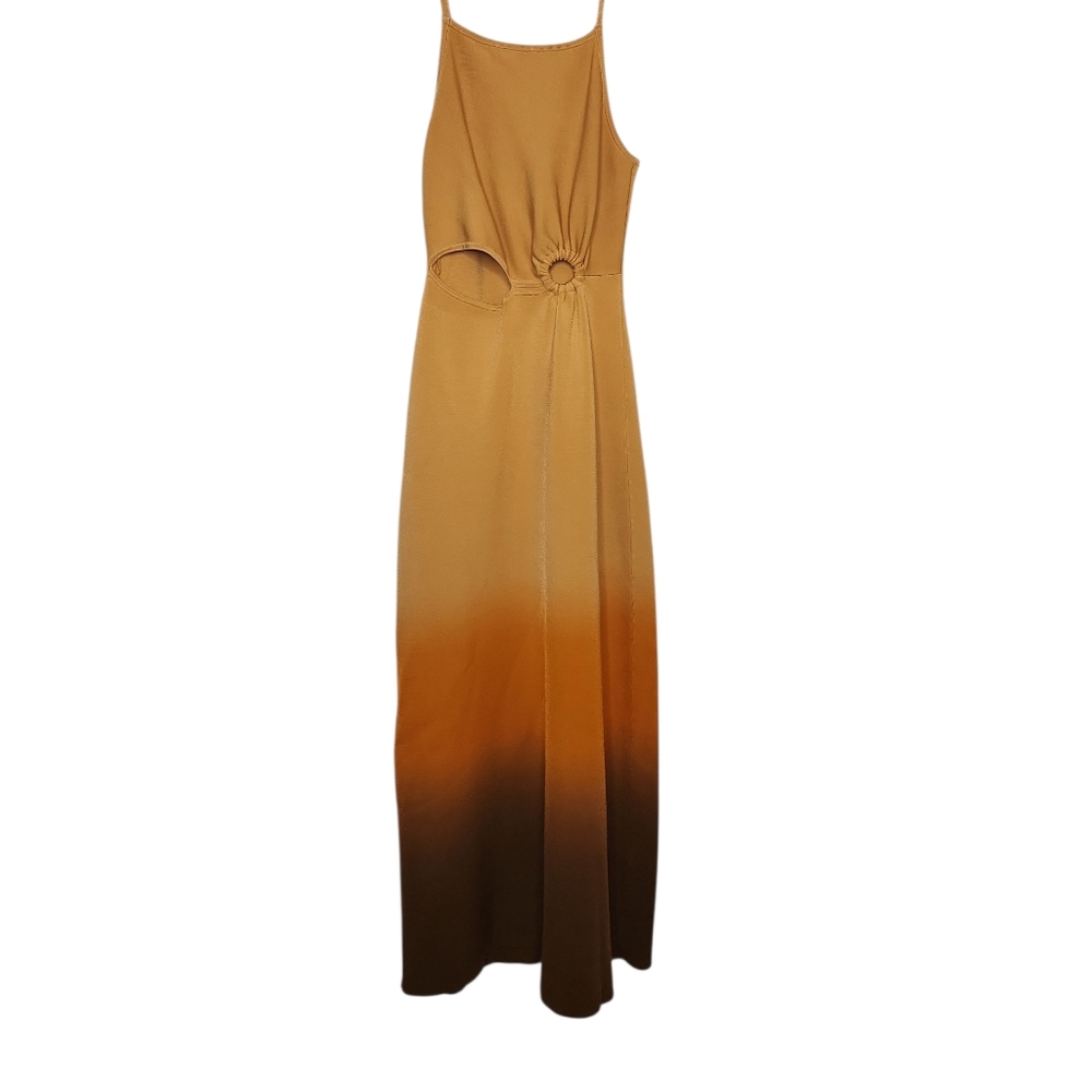 Sandro Brown Orange Gold Ombre Spaghetti Strap Sleeveless Maxi Sundress Size 36